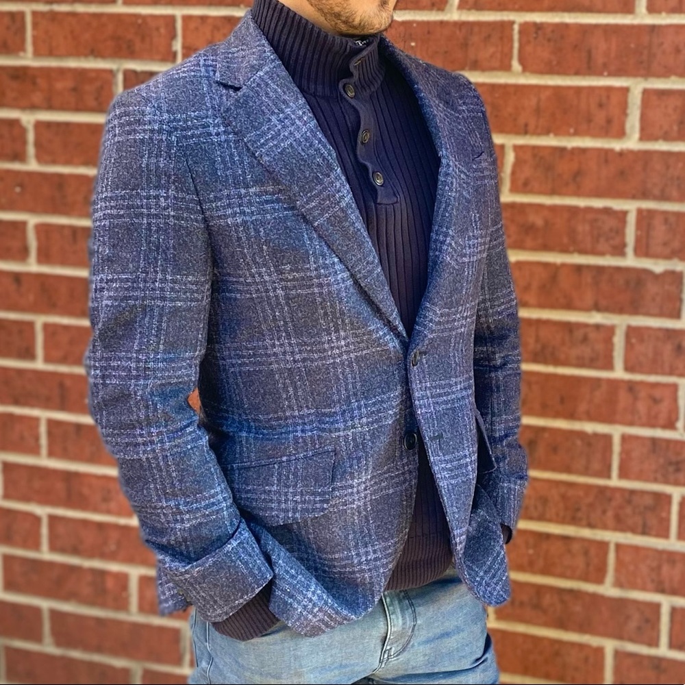 Joseph Abboud Blue Plaid Sport Coat. NWT - Picture 3 of 10